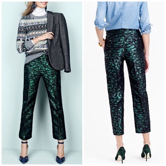 J. Crew Pants - ❤️SOLD❤️ J. Crew Patio Pants in Evergreen Jacquard